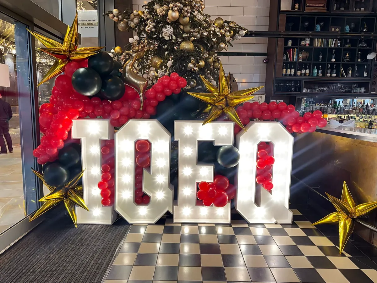 Large illuminated birthday numbers and letters arranged for a Croydon celebration