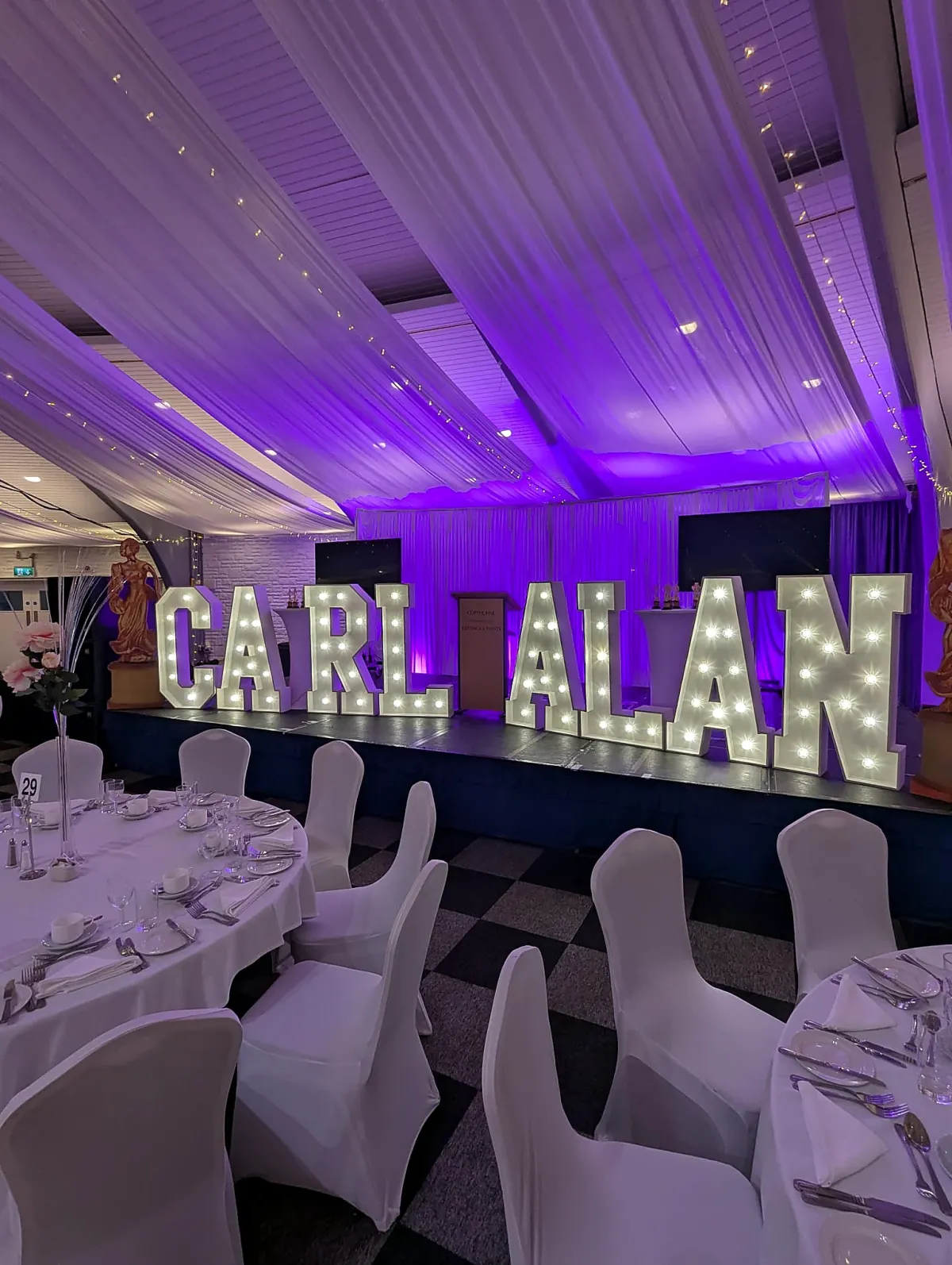 Illuminated letters and numbers set up for an event in Hammersmith and Fulham