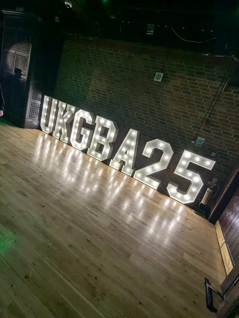 UKGBA25 illuminated event letters and numbers