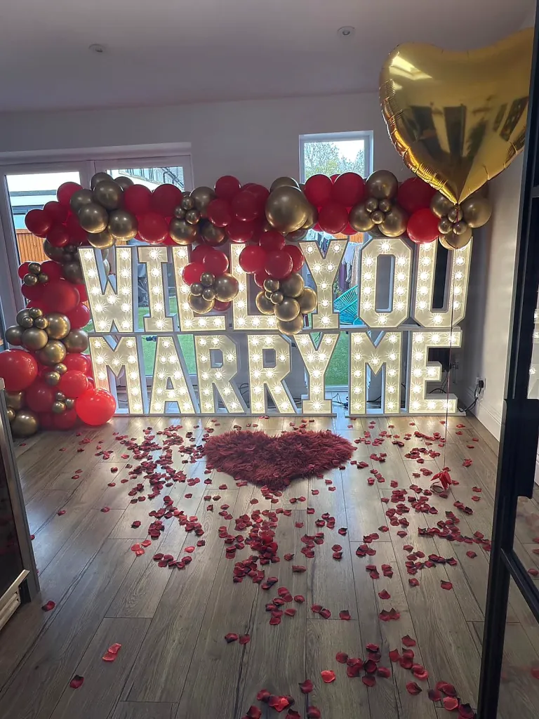 WILL YOU MARRY ME illuminated proposal letters